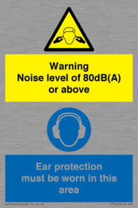 Warning Noise level of 80dB(A) or above. Ear protection must be worn in this area